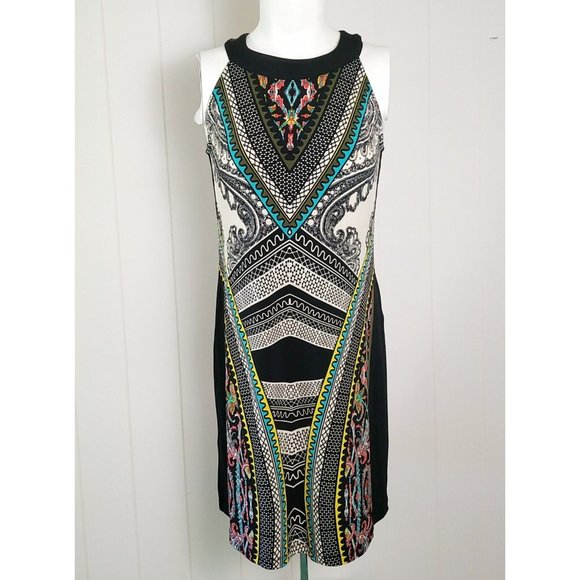 APT 9 Halter dress Size PS small Colorful Geometric Sleeveless A-line ring neck - Picture 2 of 8